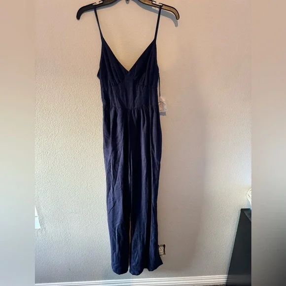 Japna linen blend jumpsuit. Navy blue. NWT. - Picture 3 of 12